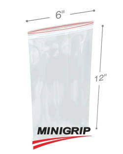 6" x 12" 2 Mil Double Zip Minigrip Resealable Poly Bags