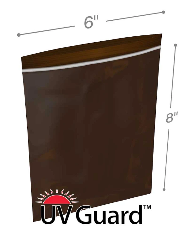 Amber UV Protective Bags 6x8 3Mil MiniGrip Reclosable