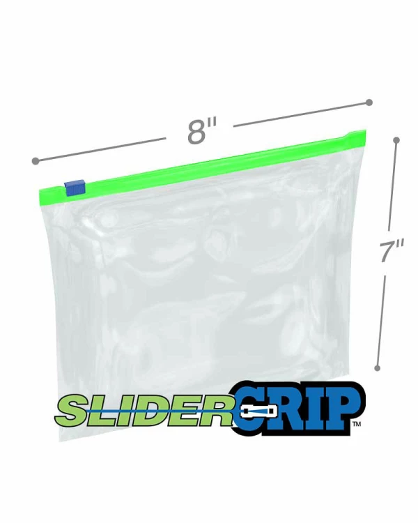 8x7 2.7 Mil 1-Quart Size SliderGrip Zipper Bags