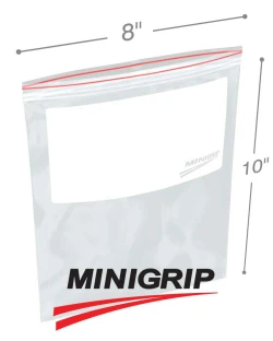 8" x 10" 2 Mil Double Zip Minigrip Resealable Poly Bags with Whiteblock