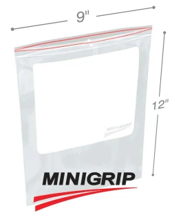 9" x 12" 4 Mil Double Zip Minigrip Resealable Poly Bags with Whiteblock & Hanghole