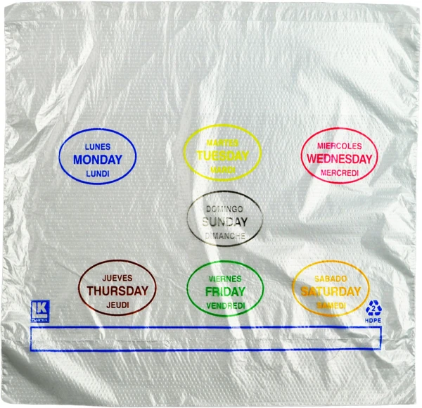 10 x 8.5 + 2 + 2 Saddle Pack Portion Control Bags Printed All Days
