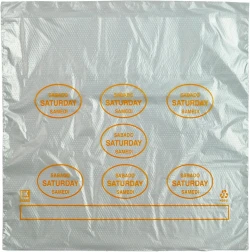 10" x 8.5" + 2" + 2" Saddle Pack Portion Control Bags Printed "Saturday"