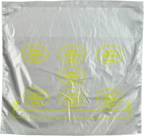 10 x 8.5 + 2 + 2 Saddle Pack Portion Control Bags Printed Tuesday