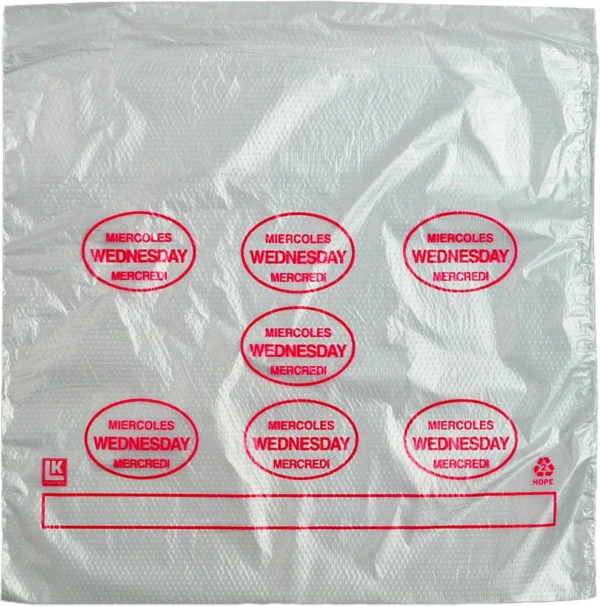 10 x 8.5 + 2 + 2 Saddle Pack Portion Control Bags Printed Wednesday
