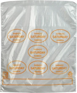 6.5" x 7" + 1.75" + 1.75" Saddle Pack Portion Control Bags Printed "Saturday"