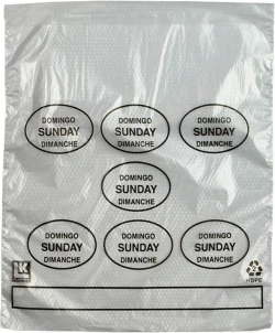 6.5" x 7" + 1.75" + 1.75" Saddle Pack Portion Control Bags Printed "Sunday"