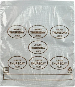 6.5" x 7" + 1.75" + 1.75" Saddle Pack Portion Control Bags Printed "Thursday"