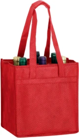 10 x 7 x 11 + 7 Red Non Woven 6 Bottle Wine Tote