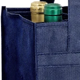 10 x 7 x 11 + 7 Navy Non Woven 6 Bottle Wine Tote