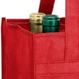 10 x 7 x 11 + 7 Red Non Woven 6 Bottle Wine Tote