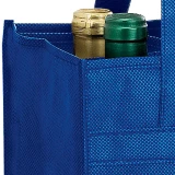 10 x 7 x 11 + 7 Royal Blue Non Woven 6 Bottle Wine Tote