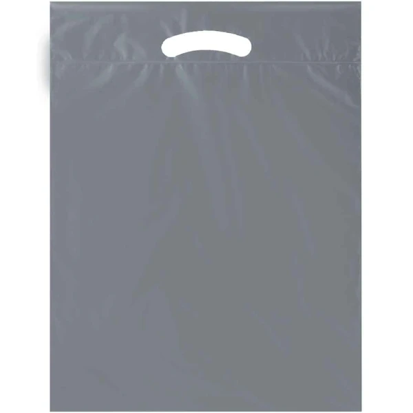 Silver 12 x 15 + 3 2.5 Mil Retail Shopping Bags