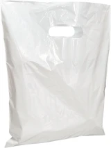 12 x 15 1.25 Mil Die Cut Handle White Plastic Bags