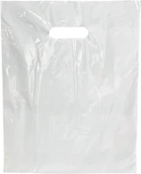 12 x 15 1.25 Mil Die Cut Handle White Plastic Bags