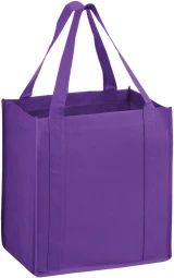 Purple 12 x 8 x 13 + 8 Heavy Duty Non-Woven Grocery Tote Bag