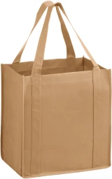 12 x 8 x 13 +8 Tan Heavy Duty Non-Woven Grocery Tote Bag