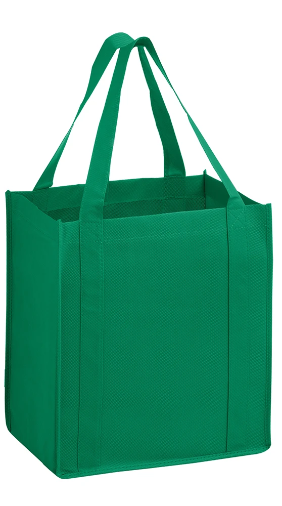 13 x 10 x 15 + 10 Kelly Green Heavy Duty Non Woven Tote Bag