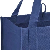 13 x 10 x 15 + 10 Navy Blue Heavy Duty Non-Woven Grocery Tote Bag