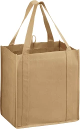 Tan 13 x 10 x 15 + 10 Heavy Duty Non-Woven Grocery Tote Bag