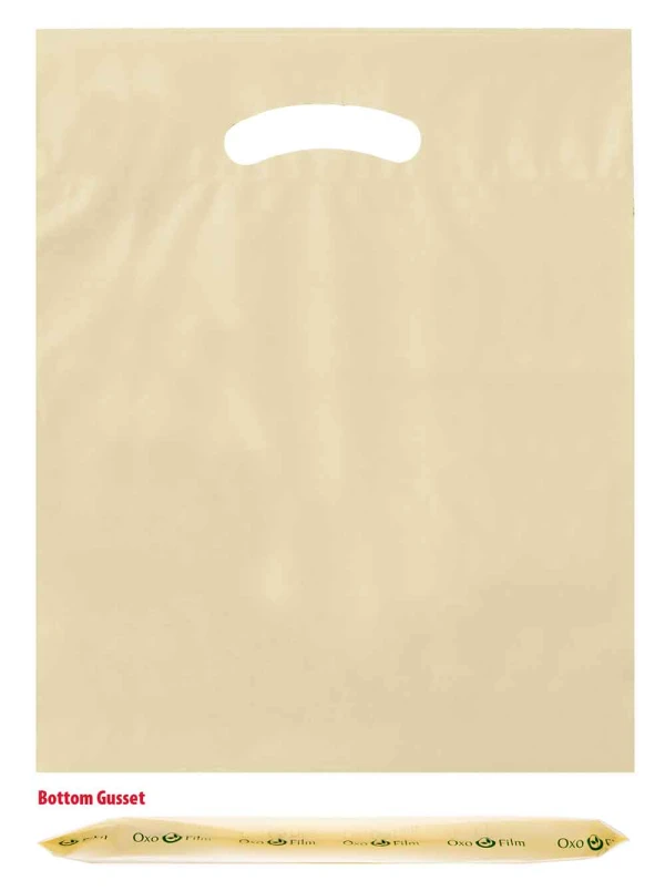 15 x 18 x 3 bottom gusset ivory die cut handle bags