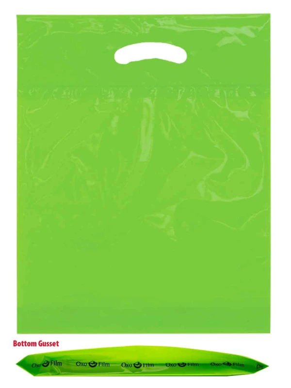 Lime Green 15 x 18 + 3 2.5 Mil Eco Friendly Shopping Bags