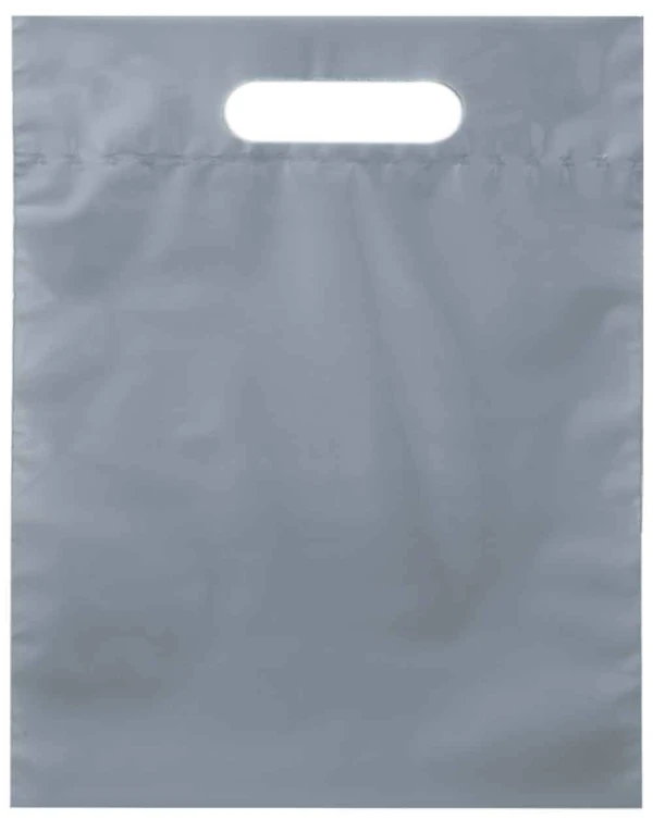 15 x 19 plus 3 Gray Fold Over Die Cut Handle Bags