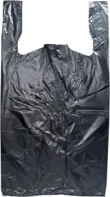 15 x 7 x 26 Black HDPE Plastic T-Shirt Carry Out Bags