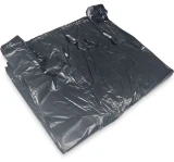 15 x 7 x 26 Black HDPE Plastic T-Shirt Carry Out Bags