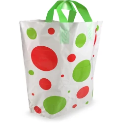 16" x 15" + 6" Dots Soft Loop Handle Holiday Shopping Bags