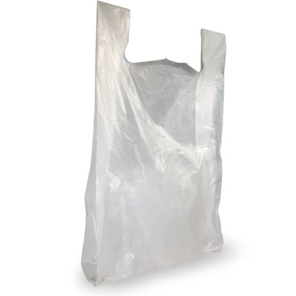 Choice 1/6 Size 4 Mil White Reusable Extra Heavy Plastic T-Shirt Bag -  150/Case
