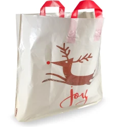 22" x 18" + 8" Joy themed Soft Loop Handle Holiday Shopping Bags