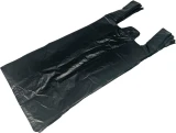 Group of 6 x 4 x 15 Black HDPE Plastic T-Shirt Carry Out Bags