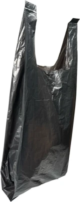 Side Gusset of 6 x 4 x 15 Black HDPE Plastic T-Shirt Carry Out Bags