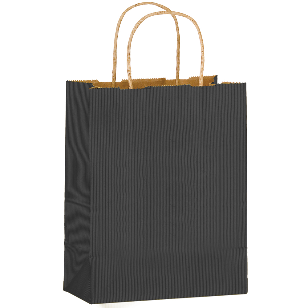 8 x 4 x 10 Matte Black Eco Friendly Kraft Paper Shoppers Twist Handle