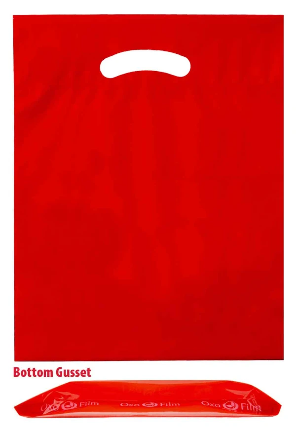 9 x 12 plus 2 red fold over die cut handle bags