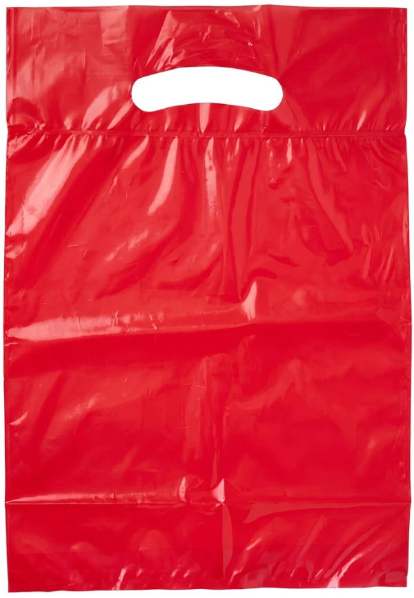 9x13+2 2.5 Mil Red Fold-Over Reinforced Die Cut Handle Bags