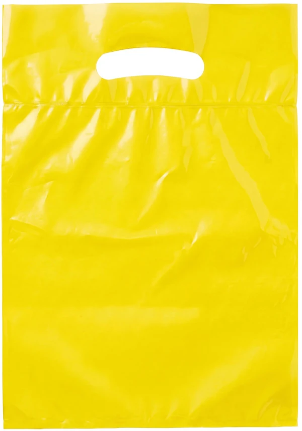 9x13+2 2.5 Mil Yellow Fold-Over Reinforced Die Cut Handle Bags