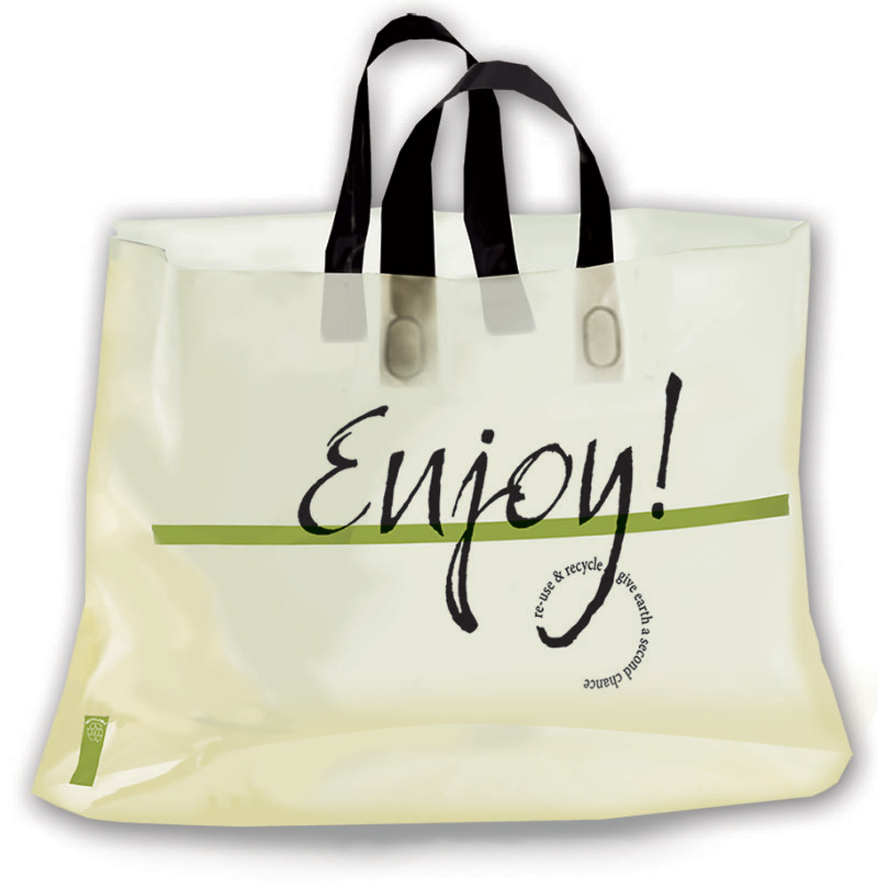 BABCOR Packaging: Clear Frost Plastic Ameritote Shopping Bags w. Soft Loop  Handle - 22 x 8 x 18 in.