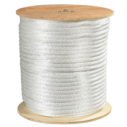 3/16, 620 lb, White Solid Braided Nylon Rope