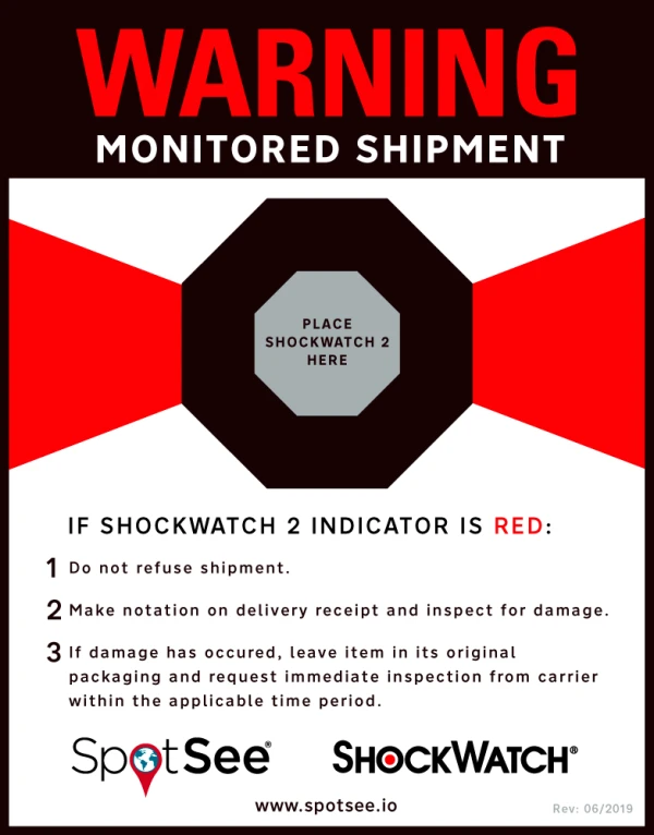 ShockWatch 2 Companion Labels 4.5 x 5.75 (200 Labels/Roll)