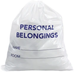 20" x 20" + 3" White Drawstring Personal Belongings Bag