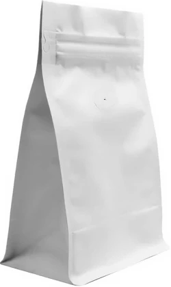 Matte White 12 oz. Block Bottom Side Gusset Bags with Valve