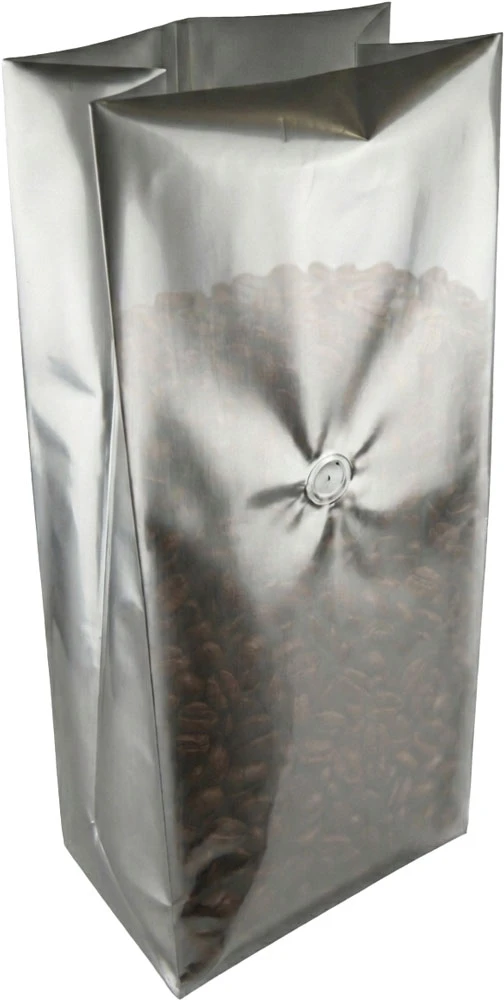5 lbs Side Gusset Bags with valve - 7 x 4 1/2 x 19 1/4 Silver