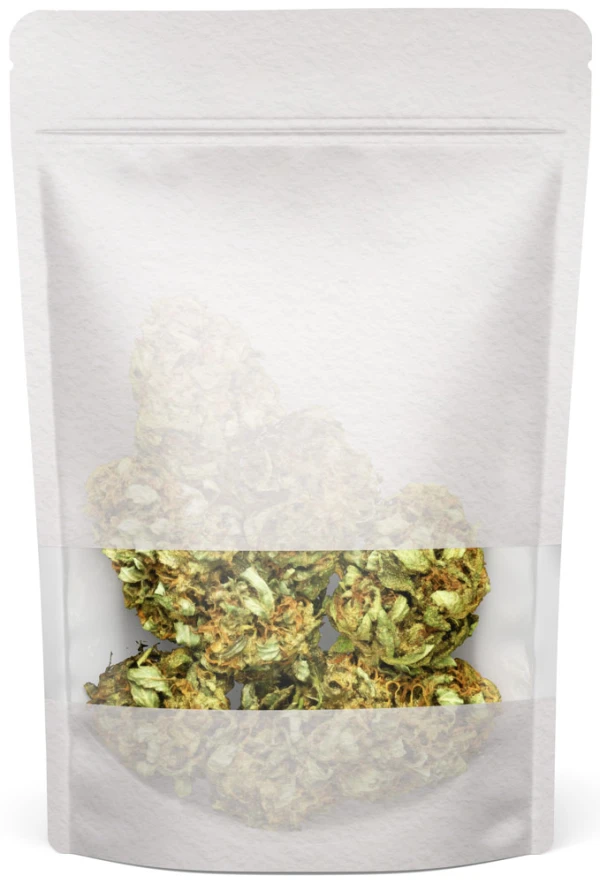 4 oz Rice Paper Stand Up Zipper Pouch Bags - 5 1/8x8 1/8 + 3 1/8 WHITE - RICE PAPER/PET/LLDPE Flower