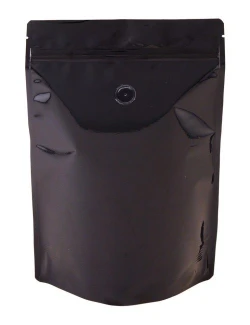 Black 16 oz. Metalized Stand Up Pouch with Valve