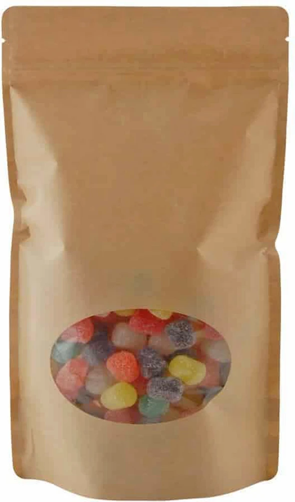 16 oz. Laminated Window Stand Up Zipper Pouch Bags - 6 3/4x11 1/2 + 4 KRAFT - PET/LLDPE