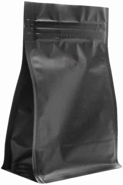 Matte Black 12 oz. Block Bottom Side Gusset Bags with Valve