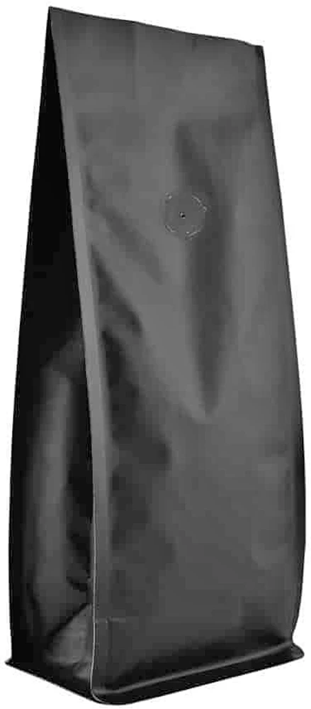 Matte Black 16 oz. Block Bottom Side Gusset Bags with Valve