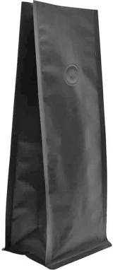 8 oz. Block Bottom Side Gusset Bags with valve - 3 1/2 x 2 3/4 x 9 3/8 Matte Black